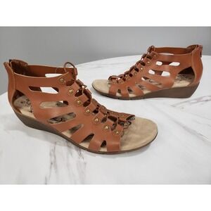 NEW Baretraps Sandals Women's Size 10 Fayston Strappy Open‎ Toe Wedge Heel Zip